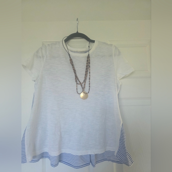 kate spade Tops - KATE SPADE White and Blue Short Sleeve Topte